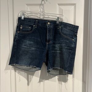 Blue Jean Cutoff Shorts with Frayed Hem